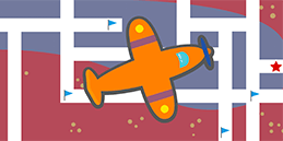 Kostenlose Lernspiele für Vorschulkinder. Online Labyrinth für Kleinkinder: Das Flugzeug