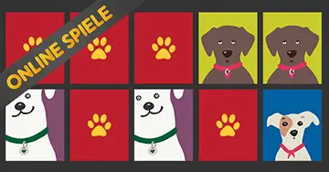 Memory Spiel für Kleinkinder mit Tieren: Hunde. Ein beliebtes und lustiges Gedächtnisspiel das du kostenlos und online. Finde es heraus und viel Spaß